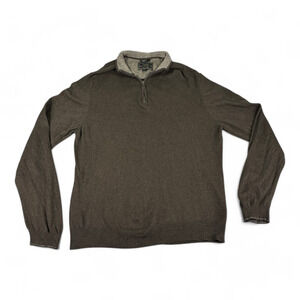 JoS A Bank Reserve Sweater Adult LARGE Brown Wool Cashmere Italy Quarter Zip